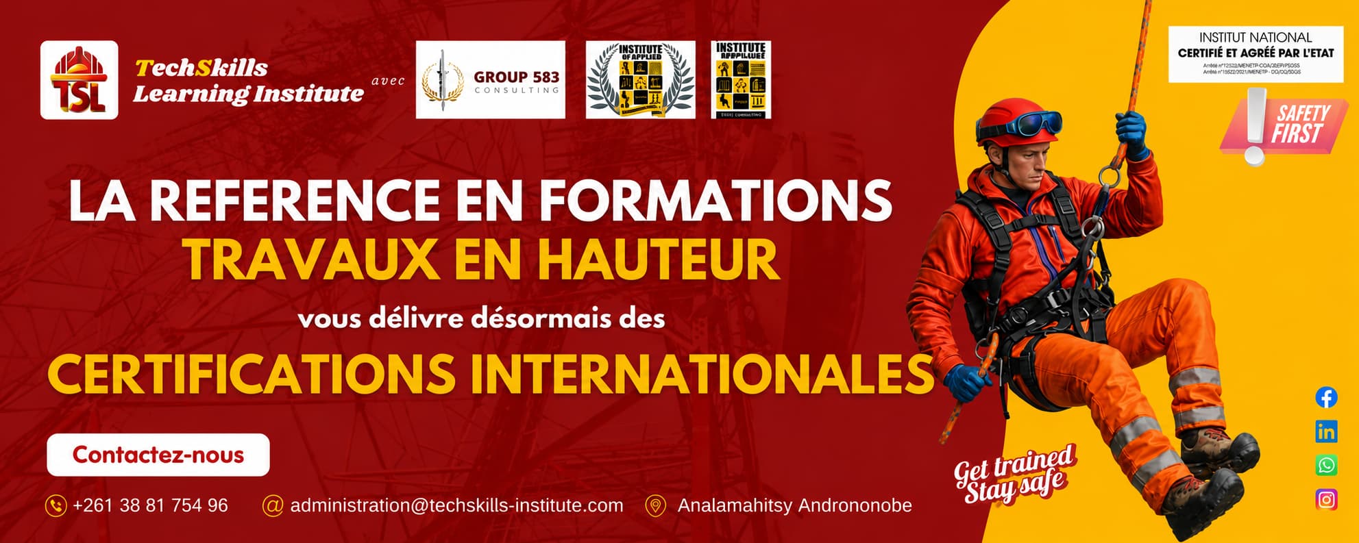 TechSkills Learning Institute — La référence en formations Travaux en Hauteur, certifications internationales
